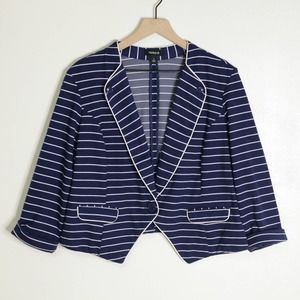 Torrid Navy White Cropped Single Button Knit Blazer 14 / 16